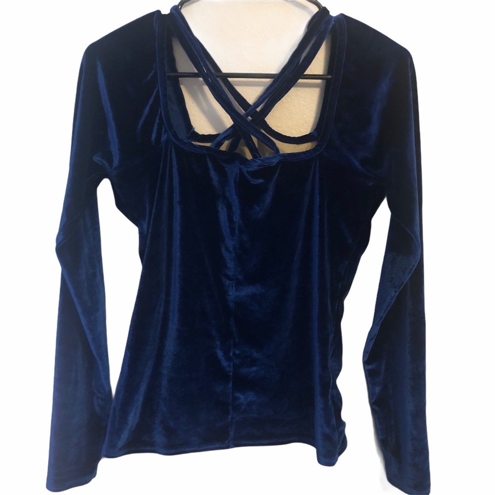Varsity Blue Velour Sleeve Strap Shoulder …
